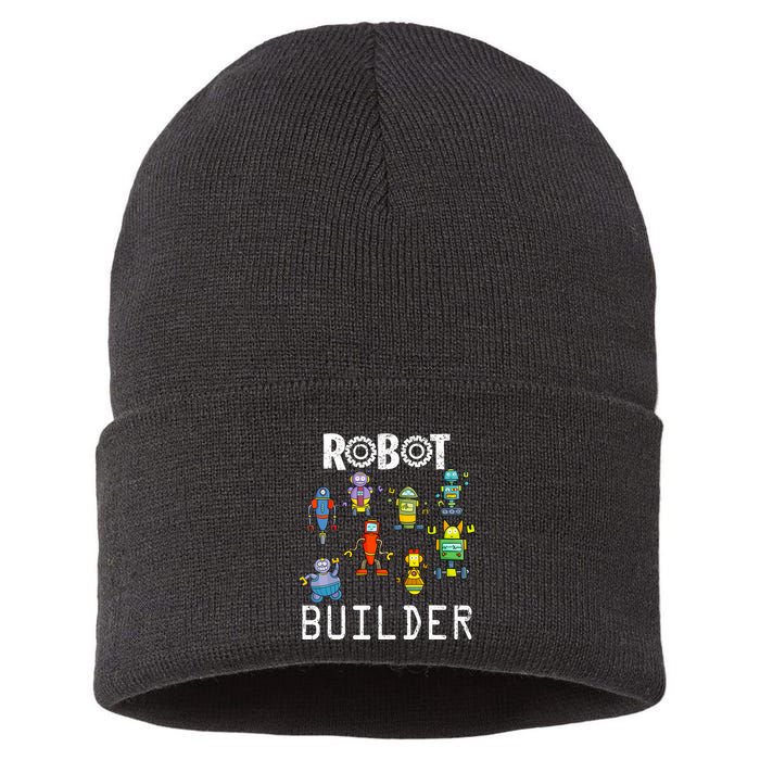 Robot Builder Robotics Engineer Funny Robot Engineering Sustainable Knit Beanie