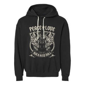 Rock Band Rock Concert Peace Love Rock And Roll Costume Rock Garment-Dyed Fleece Hoodie