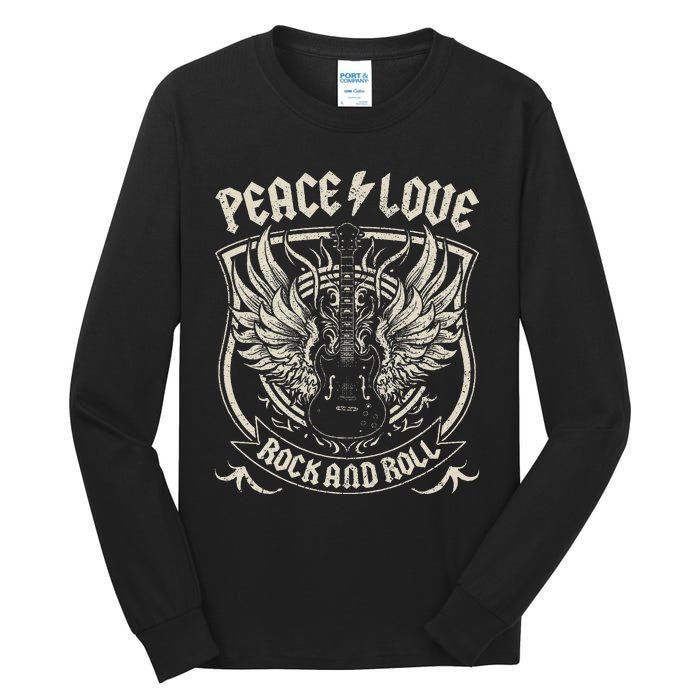 Rock Band Rock Concert Peace Love Rock And Roll Costume Rock Tall Long Sleeve T-Shirt