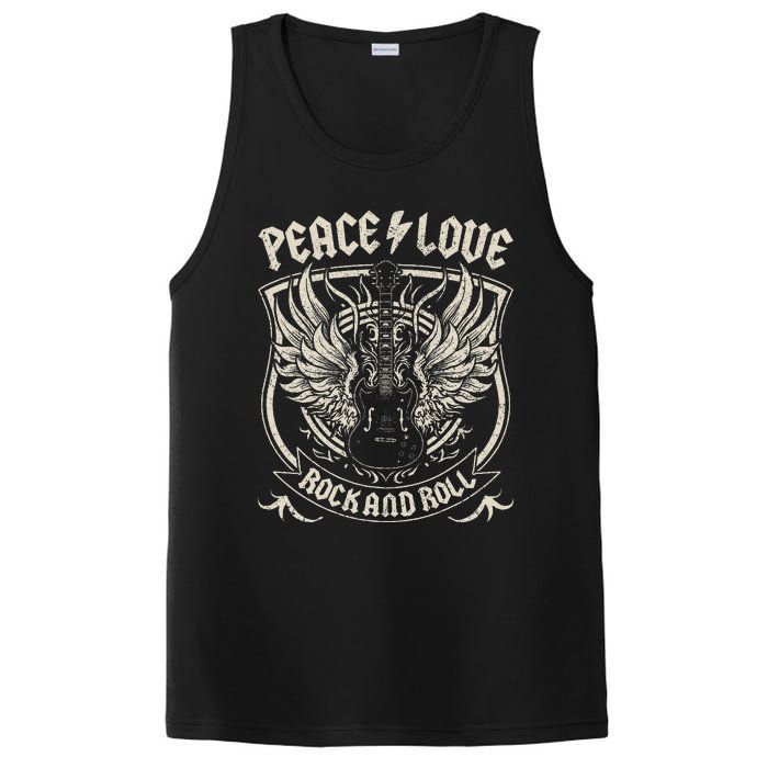 Rock Band Rock Concert Peace Love Rock And Roll Costume Rock PosiCharge Competitor Tank