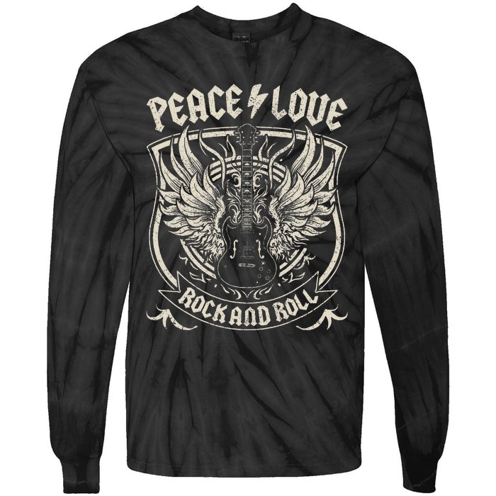 Rock Band Rock Concert Peace Love Rock And Roll Costume Rock Tie-Dye Long Sleeve Shirt