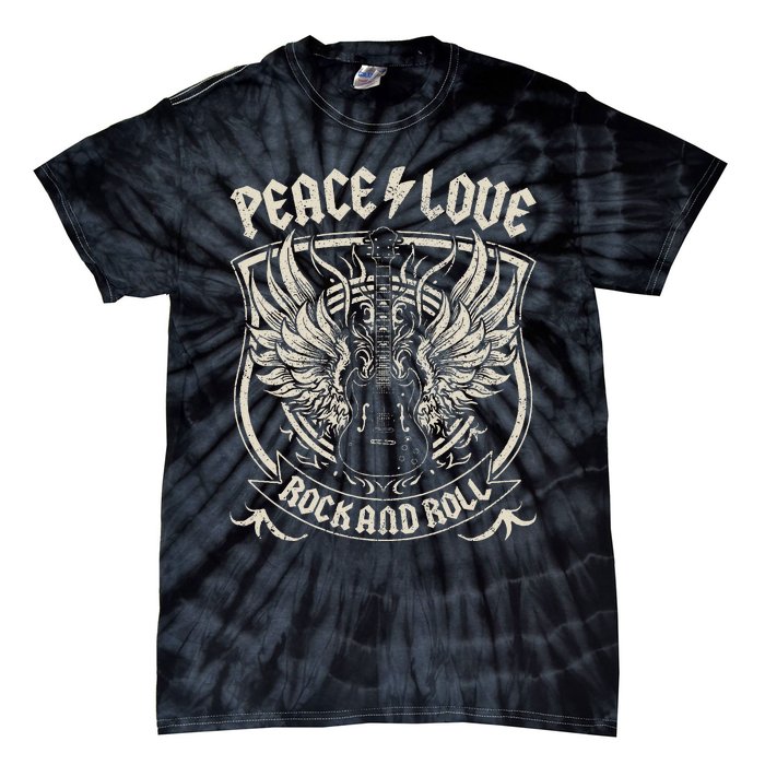 Rock Band Rock Concert Peace Love Rock And Roll Costume Rock Tie-Dye T-Shirt