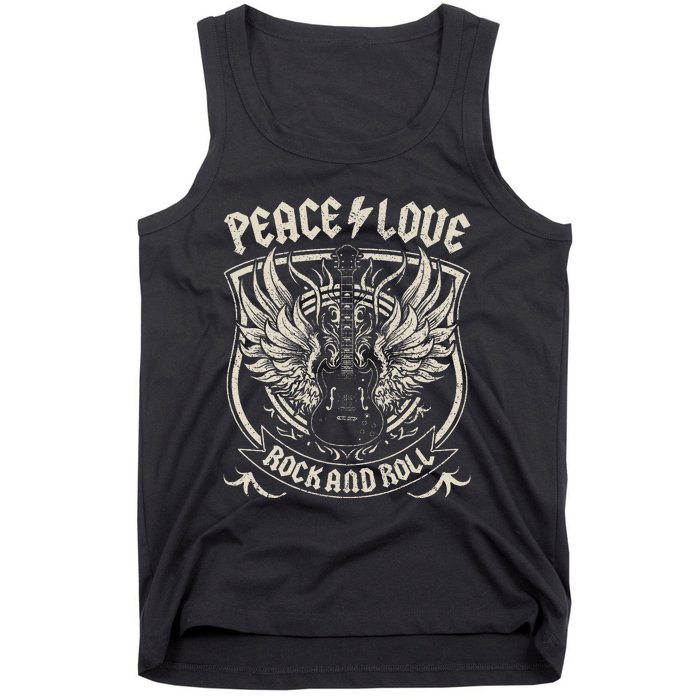 Rock Band Rock Concert Peace Love Rock And Roll Costume Rock Tank Top