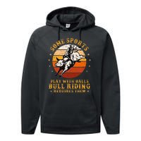 Rodeo Bull Riding Vintage Cowboy Country Ranch Bull Rider Performance Fleece Hoodie