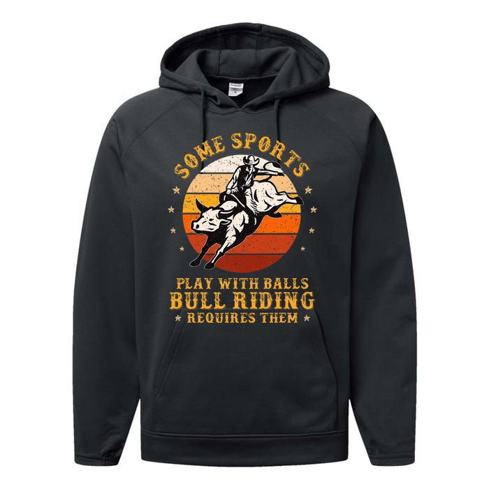 Rodeo Bull Riding Vintage Cowboy Country Ranch Bull Rider Performance Fleece Hoodie