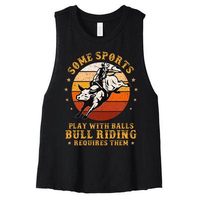 Rodeo Bull Riding Vintage Cowboy Country Ranch Bull Rider Women's Racerback Cropped Tank