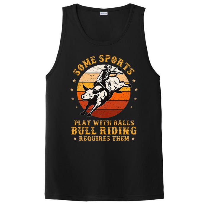 Rodeo Bull Riding Vintage Cowboy Country Ranch Bull Rider PosiCharge Competitor Tank