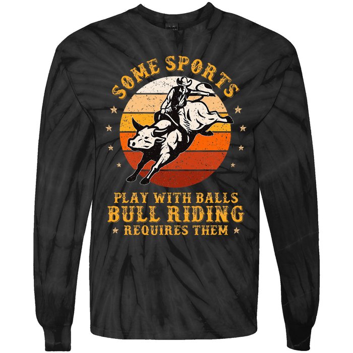 Rodeo Bull Riding Vintage Cowboy Country Ranch Bull Rider Tie-Dye Long Sleeve Shirt