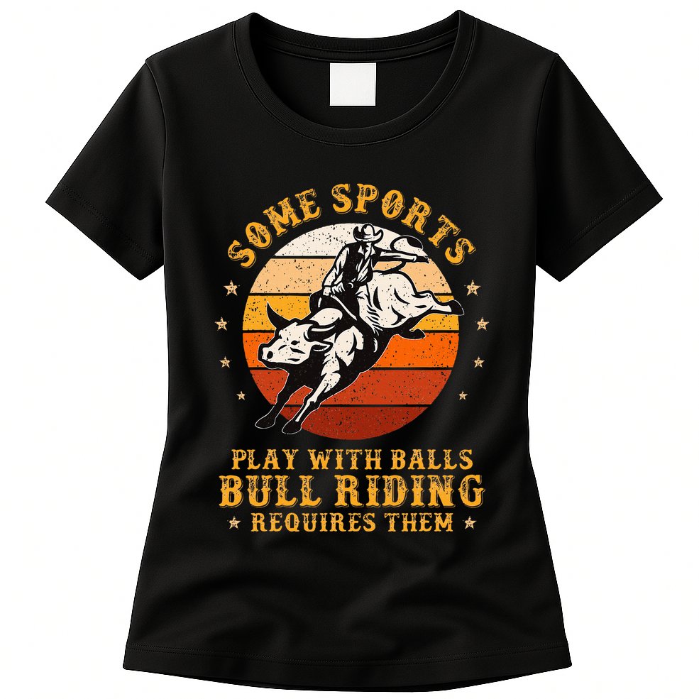 Rodeo Bull Riding Vintage Cowboy Country Ranch Bull Rider Womens T-Shirt