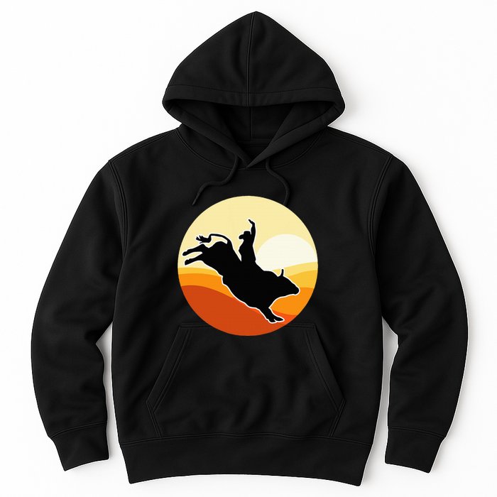 Retro Bull Riding Design Cow Bull Riding Hoodie