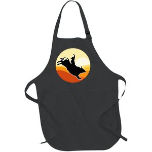 Retro Bull Riding Design Cow Bull Riding Full-Length Apron With Pockets