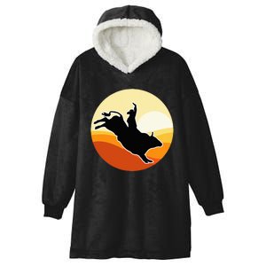 Retro Bull Riding Design Cow Bull Riding Hooded Wearable Blanket