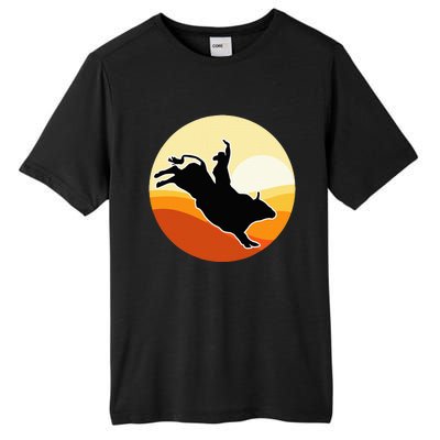 Retro Bull Riding Design Cow Bull Riding Tall Fusion ChromaSoft Performance T-Shirt