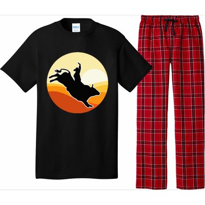 Retro Bull Riding Design Cow Bull Riding Pajama Set