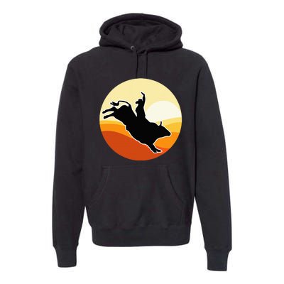 Retro Bull Riding Design Cow Bull Riding Premium Hoodie