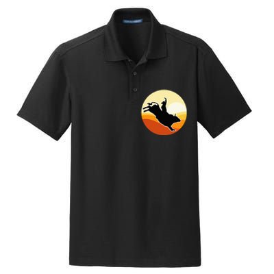 Retro Bull Riding Design Cow Bull Riding Dry Zone Grid Polo