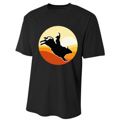 Retro Bull Riding Design Cow Bull Riding Performance Sprint T-Shirt