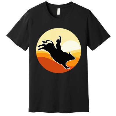 Retro Bull Riding Design Cow Bull Riding Premium T-Shirt