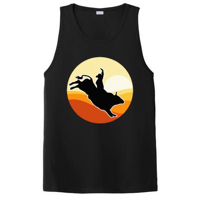 Retro Bull Riding Design Cow Bull Riding PosiCharge Competitor Tank