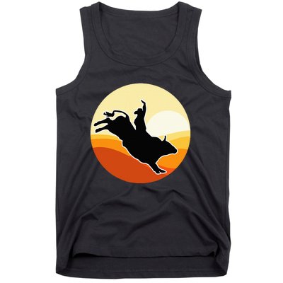 Retro Bull Riding Design Cow Bull Riding Tank Top