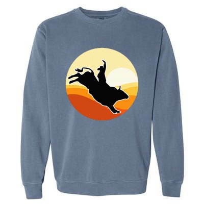 Retro Bull Riding Design Cow Bull Riding Garment-Dyed Sweatshirt