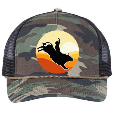 Retro Bull Riding Design Cow Bull Riding Retro Rope Trucker Hat Cap