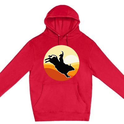 Retro Bull Riding Design Cow Bull Riding Premium Pullover Hoodie