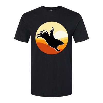 Retro Bull Riding Design Cow Bull Riding Softstyle CVC T-Shirt