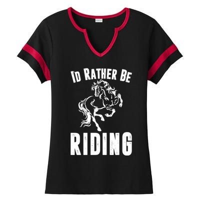 Rather Be Riding Horses Equestrian Horseback Rider Mom Cool Gift Ladies Halftime Notch Neck Tee