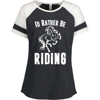 Rather Be Riding Horses Equestrian Horseback Rider Mom Cool Gift Enza Ladies Jersey Colorblock Tee