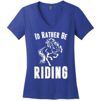 Rather Be Riding Horses Equestrian Horseback Rider Mom Cool Gift Women's V-Neck T-Shirt