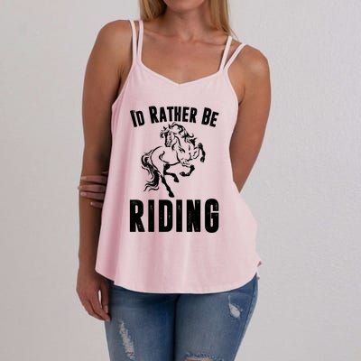 Rather Be Riding Horses Equestrian Horseback Rider Mom Cool Gift Women's Strappy Tank