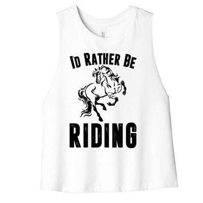 Rather Be Riding Horses Equestrian Horseback Rider Mom Cool Gift Women's Racerback Cropped Tank