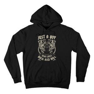 Rock Band Rock Concert Just A Boy Who Loves Rock And Roll Hoodie