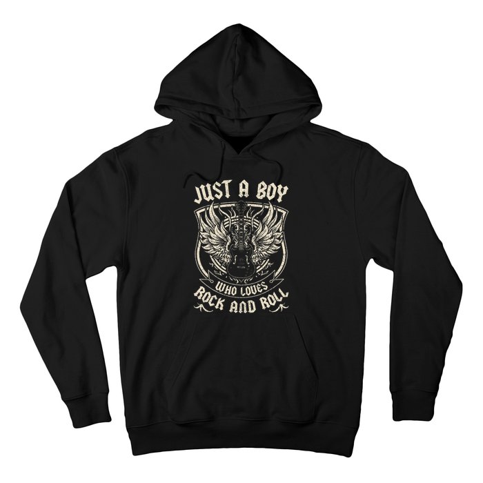 Rock Band Rock Concert Just A Boy Who Loves Rock And Roll Hoodie