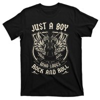 Rock Band Rock Concert Just A Boy Who Loves Rock And Roll T-Shirt