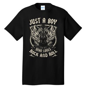 Rock Band Rock Concert Just A Boy Who Loves Rock And Roll Tall T-Shirt