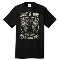 Rock Band Rock Concert Just A Boy Who Loves Rock And Roll Tall T-Shirt