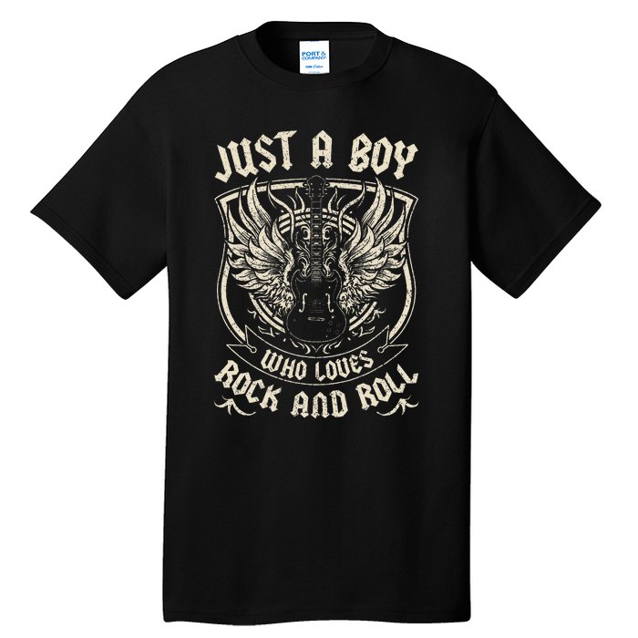 Rock Band Rock Concert Just A Boy Who Loves Rock And Roll Tall T-Shirt