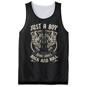 Rock Band Rock Concert Just A Boy Who Loves Rock And Roll Mesh Reversible Basketball Jersey Tank