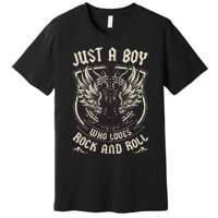 Rock Band Rock Concert Just A Boy Who Loves Rock And Roll Premium T-Shirt