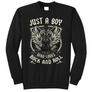 Rock Band Rock Concert Just A Boy Who Loves Rock And Roll Tall Sweatshirt