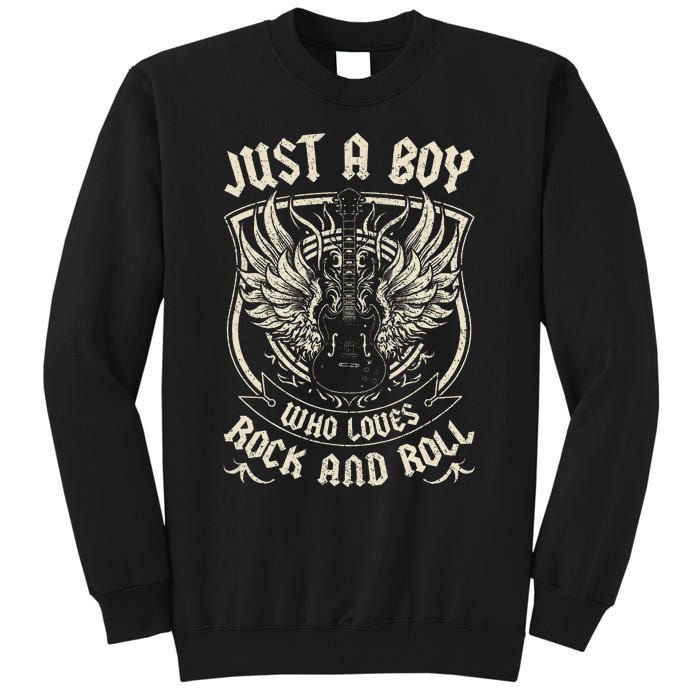 Rock Band Rock Concert Just A Boy Who Loves Rock And Roll Tall Sweatshirt