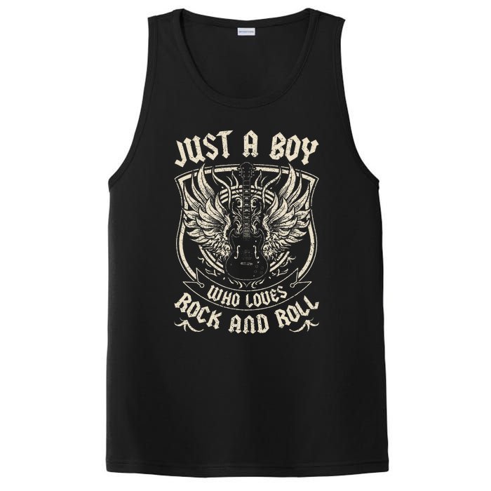 Rock Band Rock Concert Just A Boy Who Loves Rock And Roll PosiCharge Competitor Tank