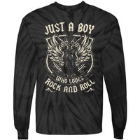 Rock Band Rock Concert Just A Boy Who Loves Rock And Roll Tie-Dye Long Sleeve Shirt