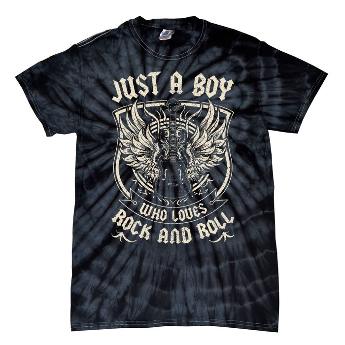 Rock Band Rock Concert Just A Boy Who Loves Rock And Roll Tie-Dye T-Shirt