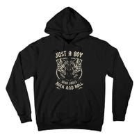 Rock Band Rock Concert Just A Boy Who Loves Rock And Roll Tall Hoodie