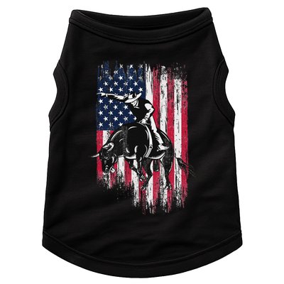 Rodeo Bull Rider Patriotic American Flag Cowboys Doggie Tank