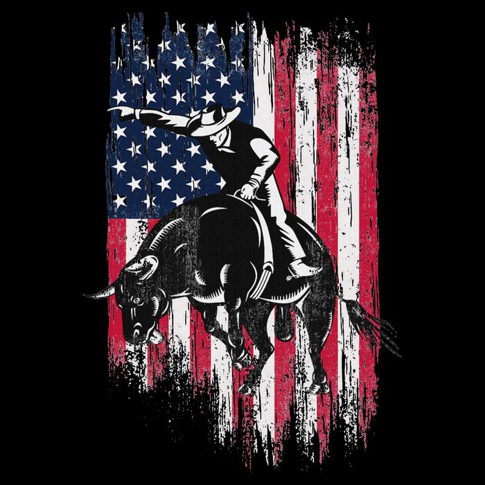Rodeo Bull Rider Patriotic American Flag Cowboys Long Sleeve Shirt