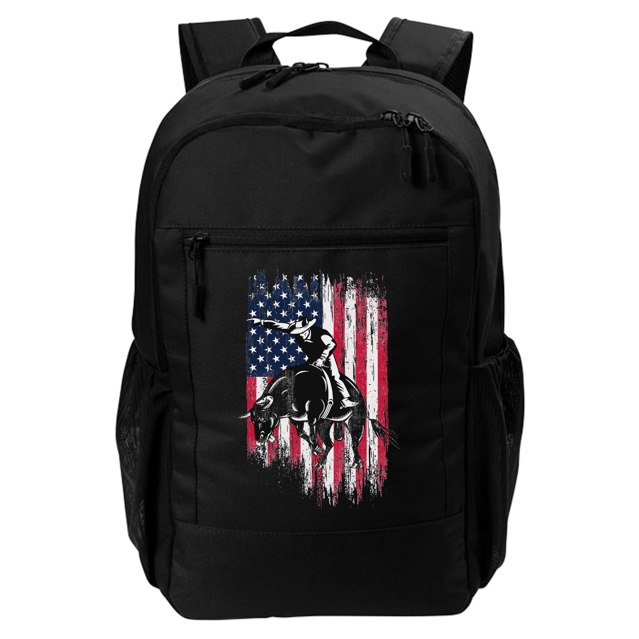 Rodeo Bull Rider Patriotic American Flag Cowboys Backpack